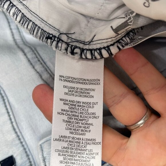 Calvin Klein High Rise Straight denim jeans bleached tie dye raw hem distressed - Picture 9 of 12